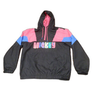 Vintage 90s Disney Mickey Mouse Black Hoodie Jacket Size Medium